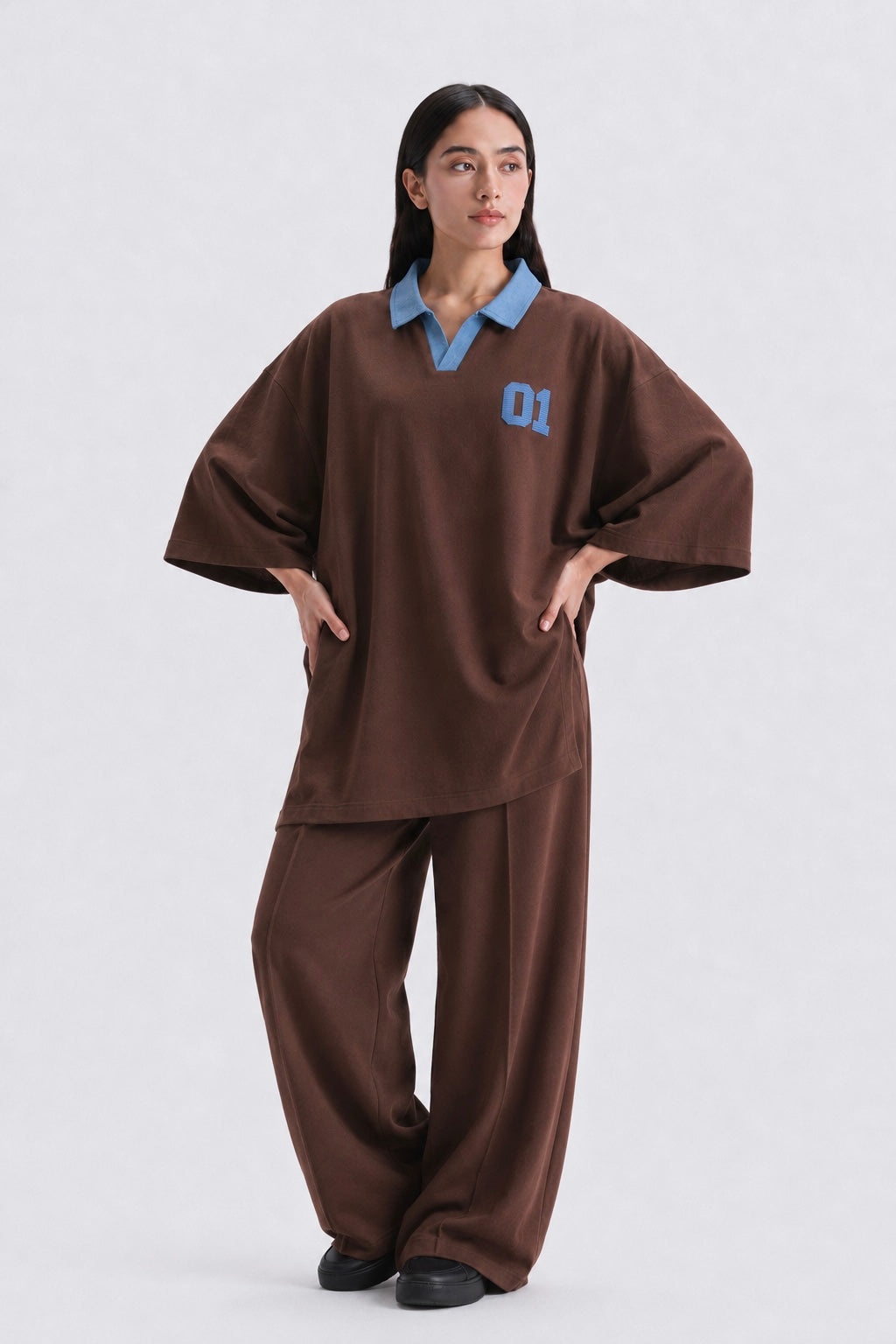Brown Denim Coord Set