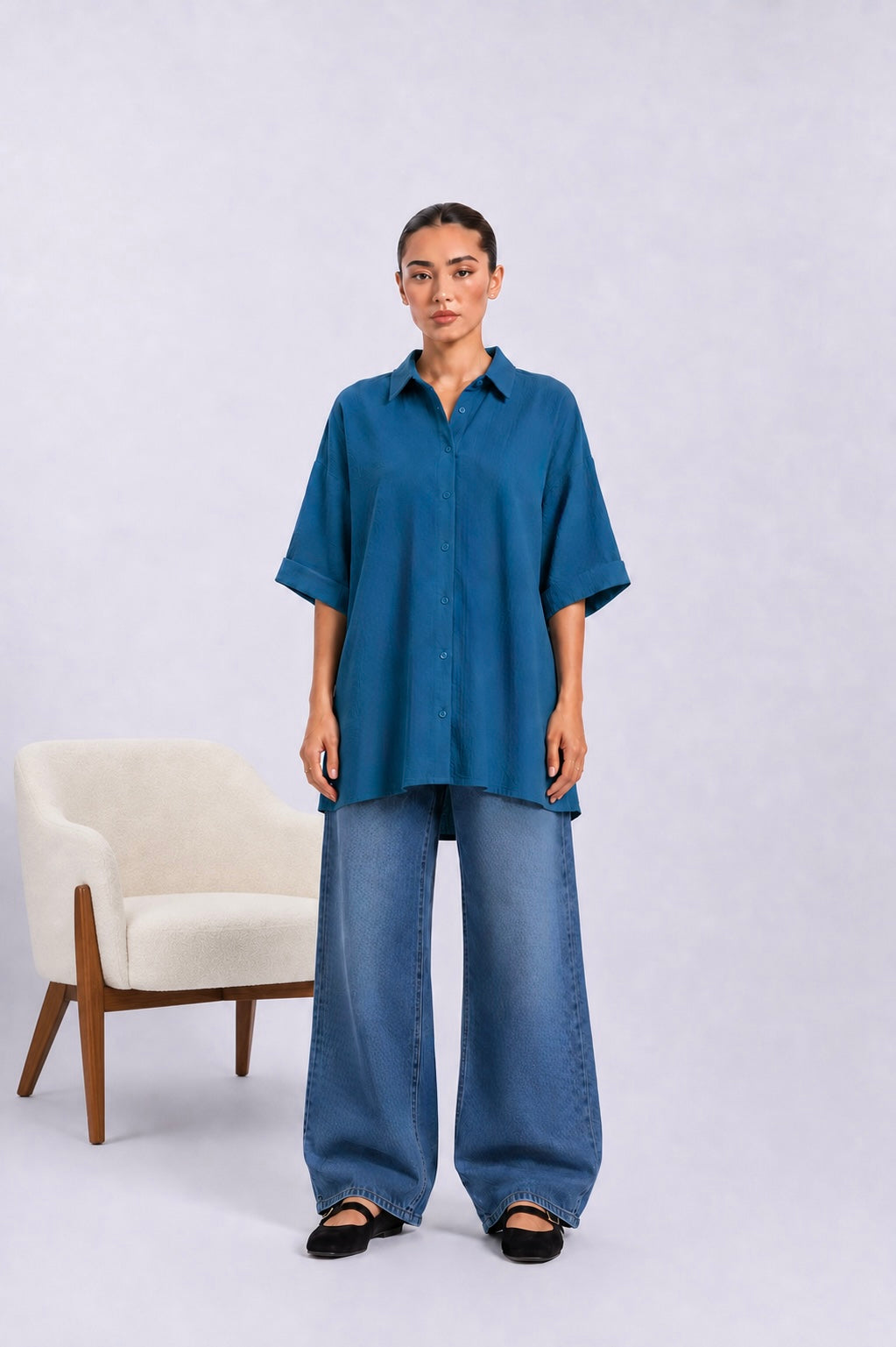 Teal Oversized Button Down