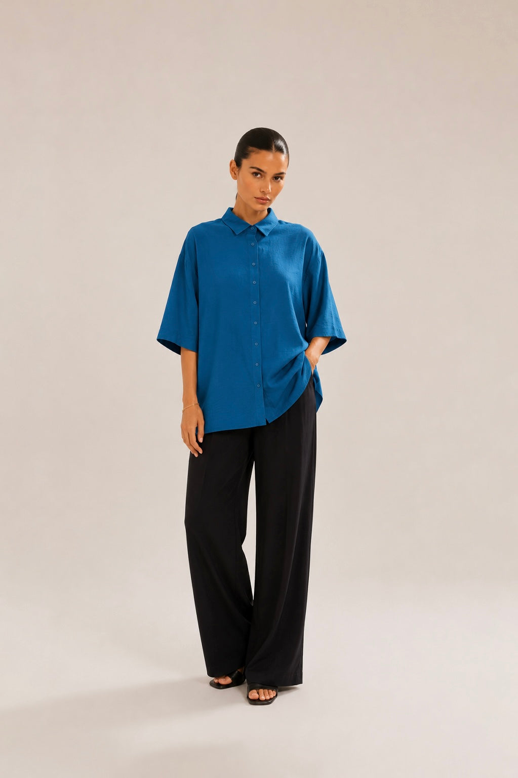 Teal Oversized Button Down