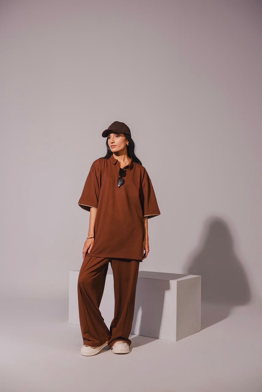 Dark Brown Zipper Coord Set