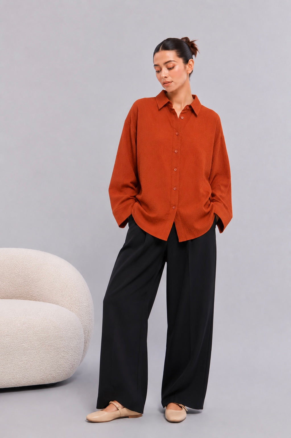 Rust Oversized Button Down