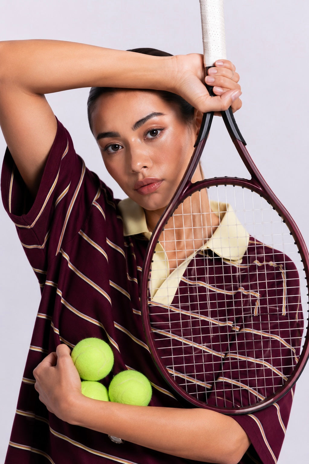Maroon Striped Polo