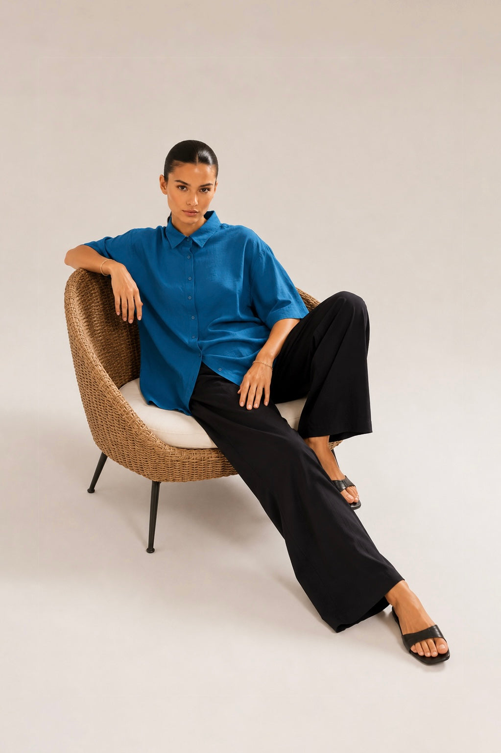 Teal Oversized Button Down