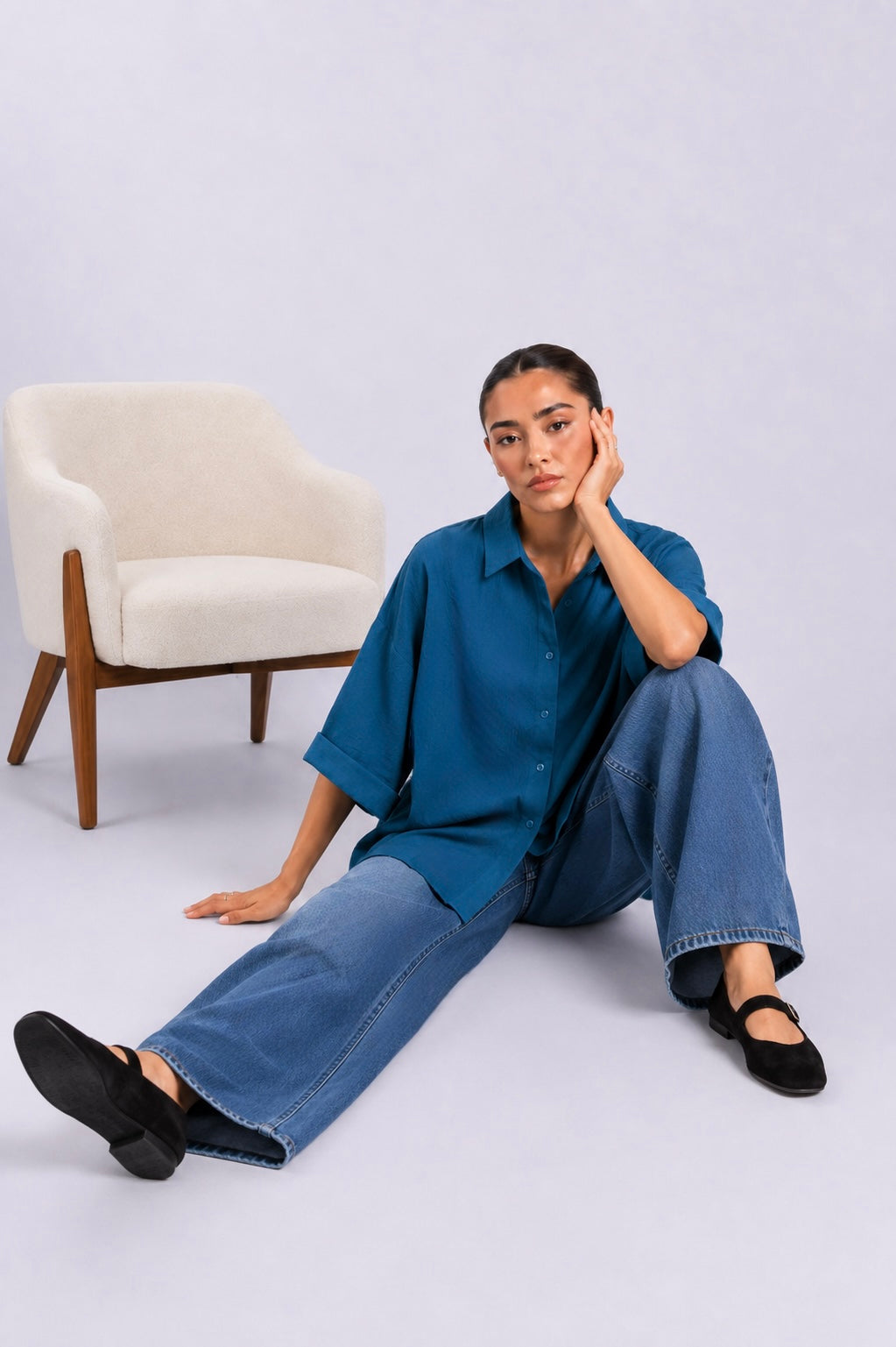 Teal Oversized Button Down