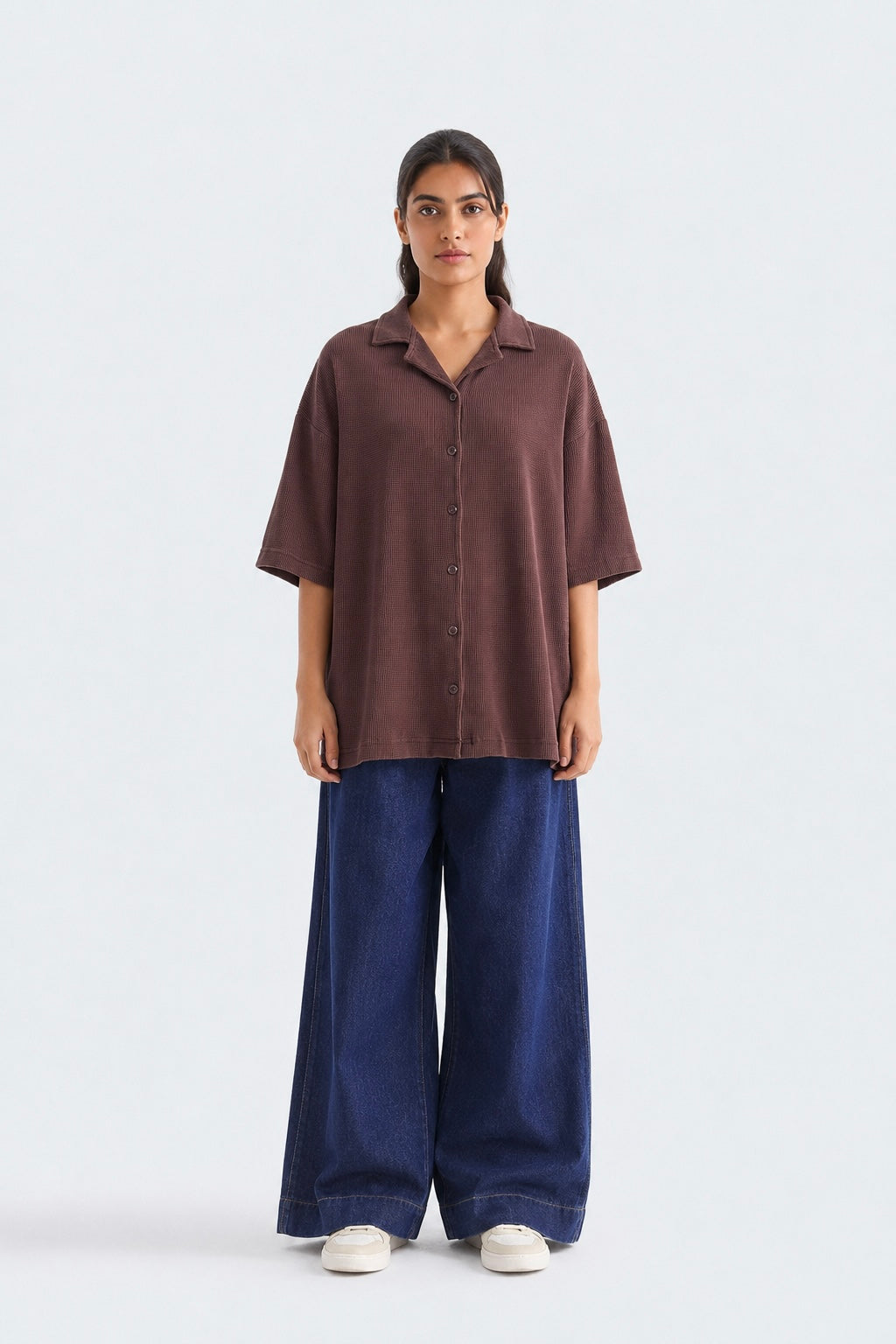 Deep Plum Waffle Button Down