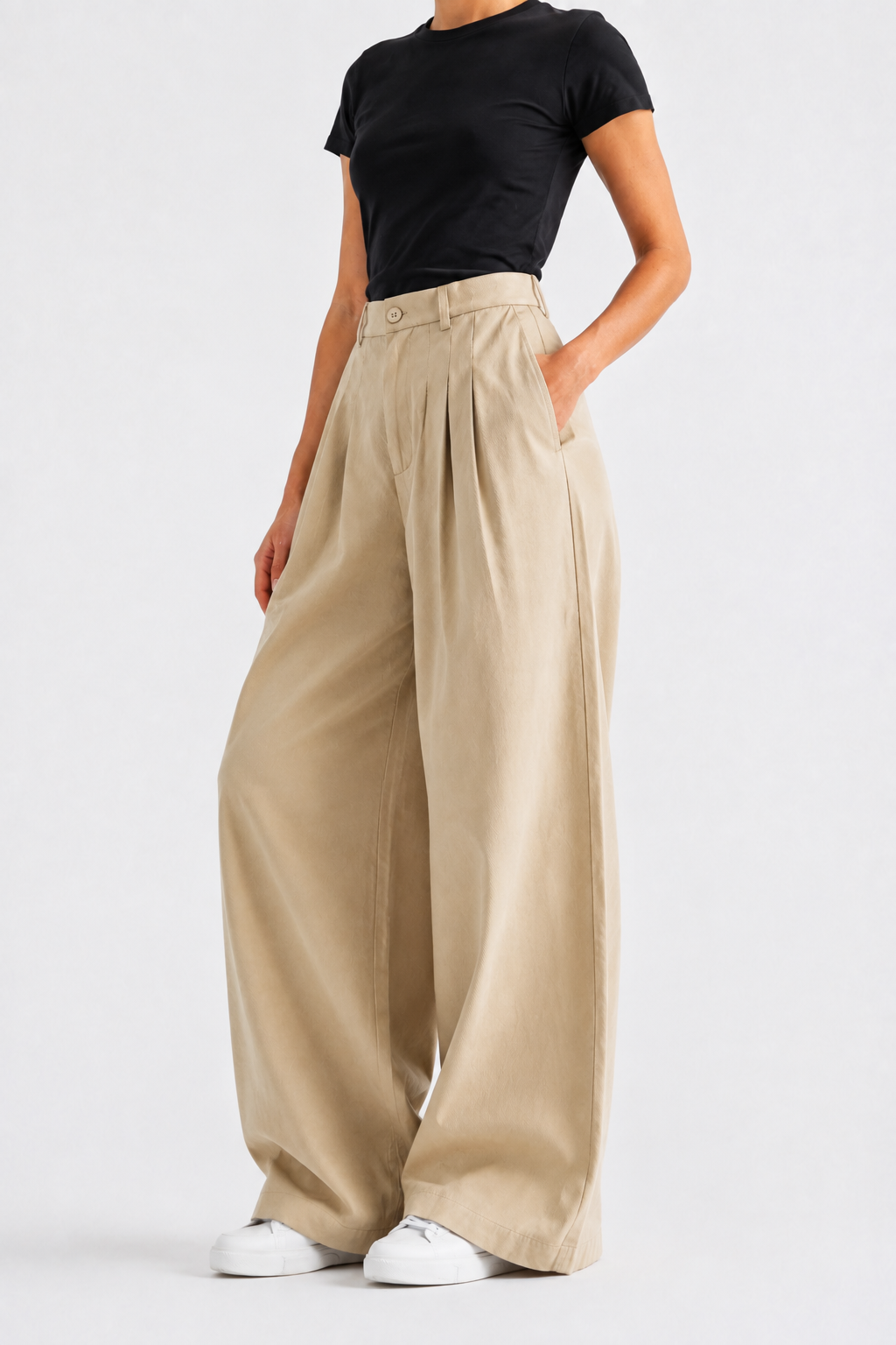 Almond Twill Tailored Pants