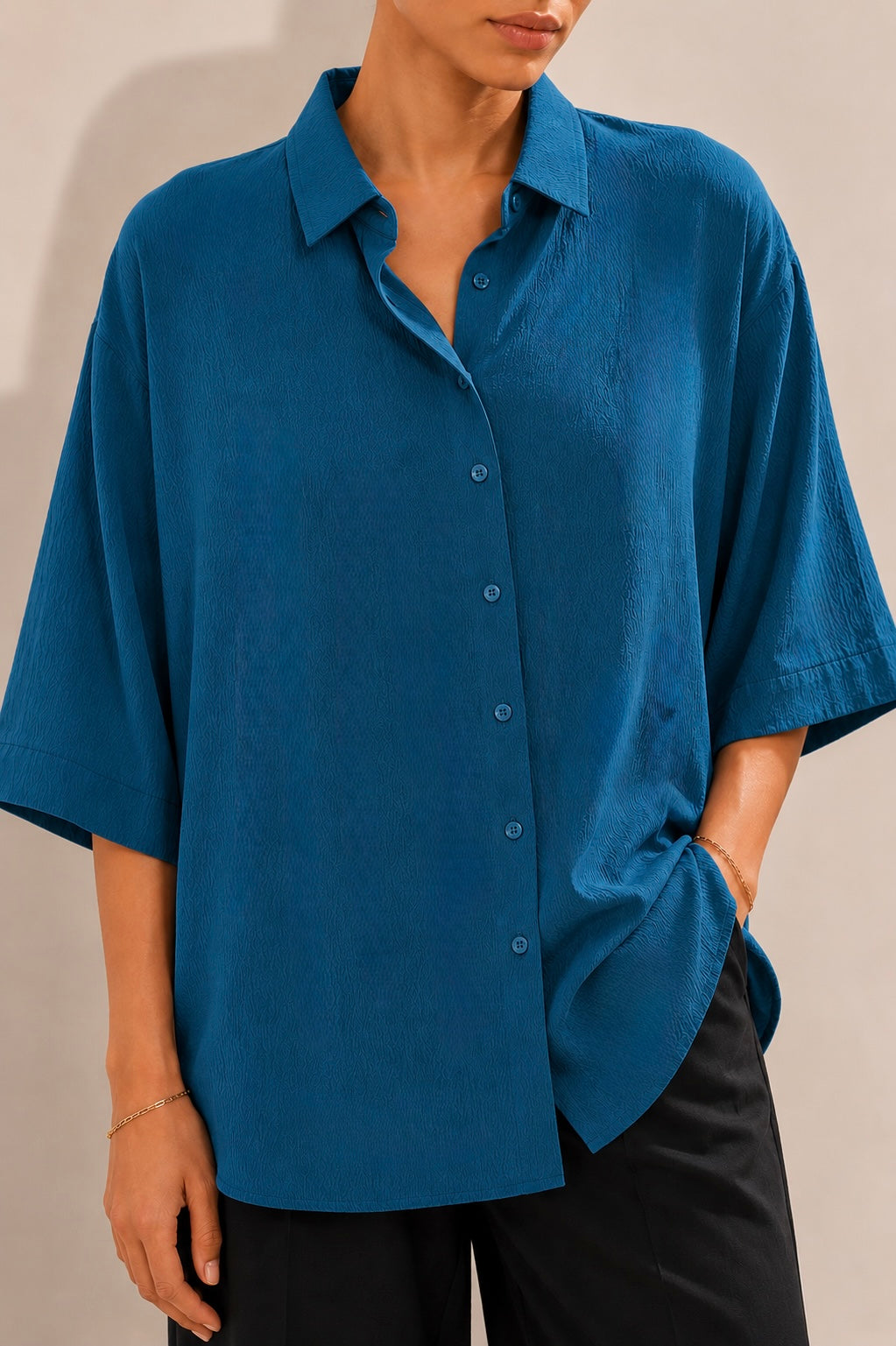 Teal Oversized Button Down