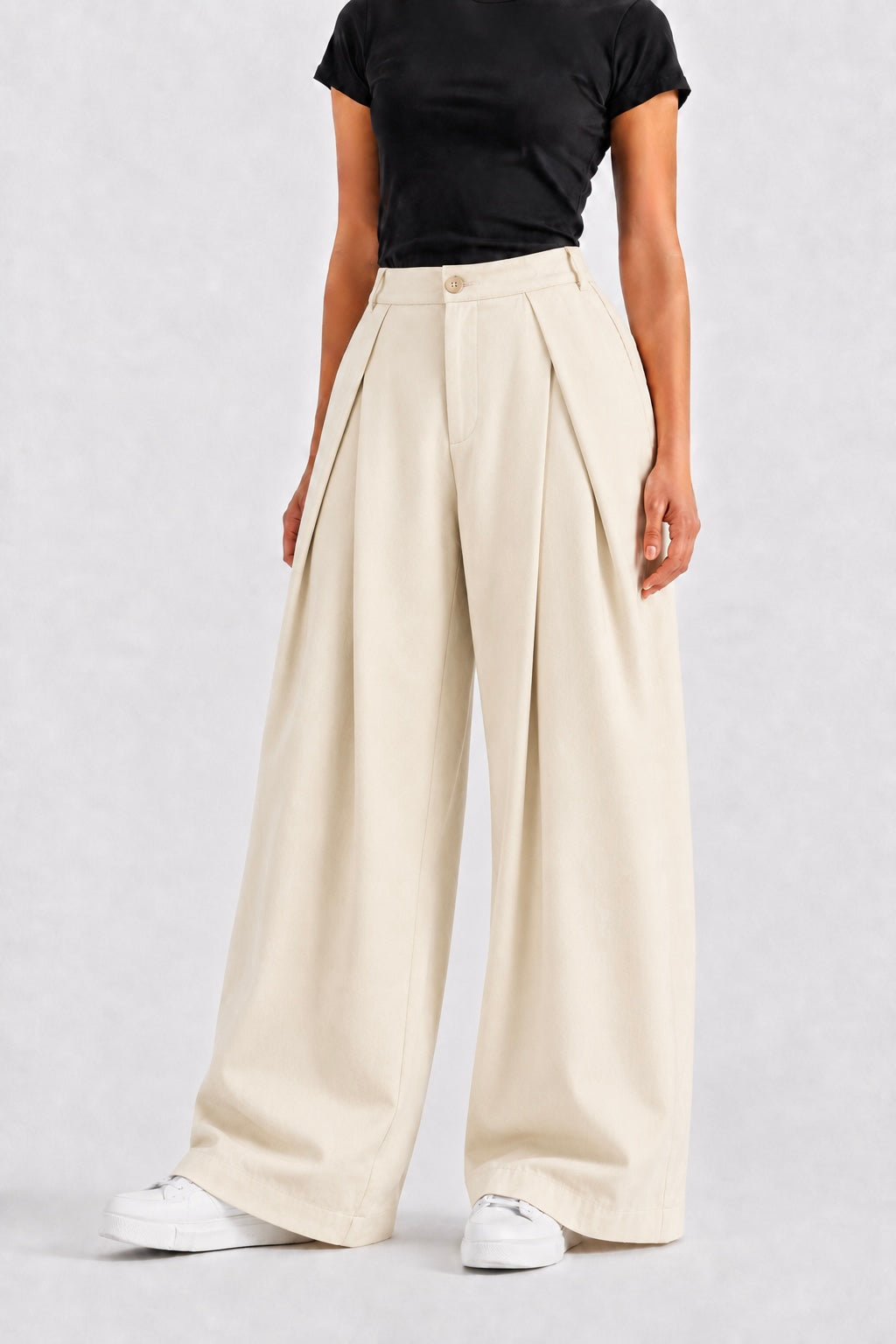 Off White Twill Tailored Pants