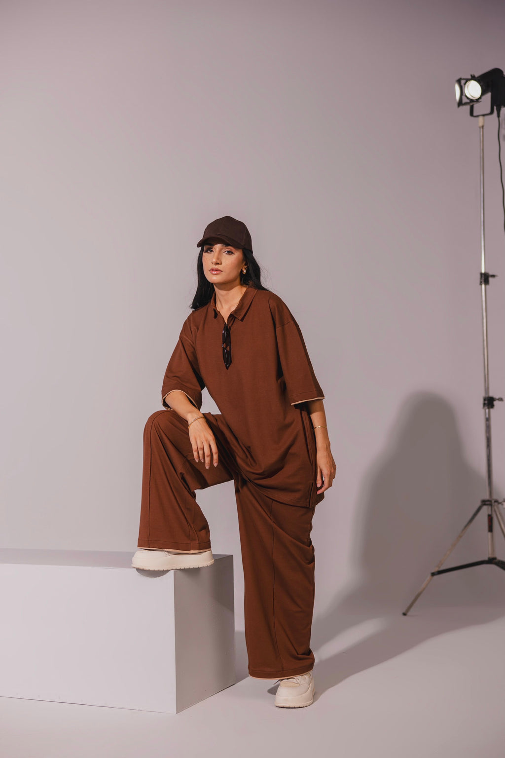Dark Brown Zipper Coord Set