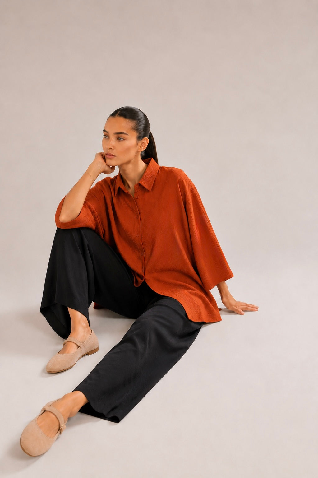 Rust Oversized Button Down