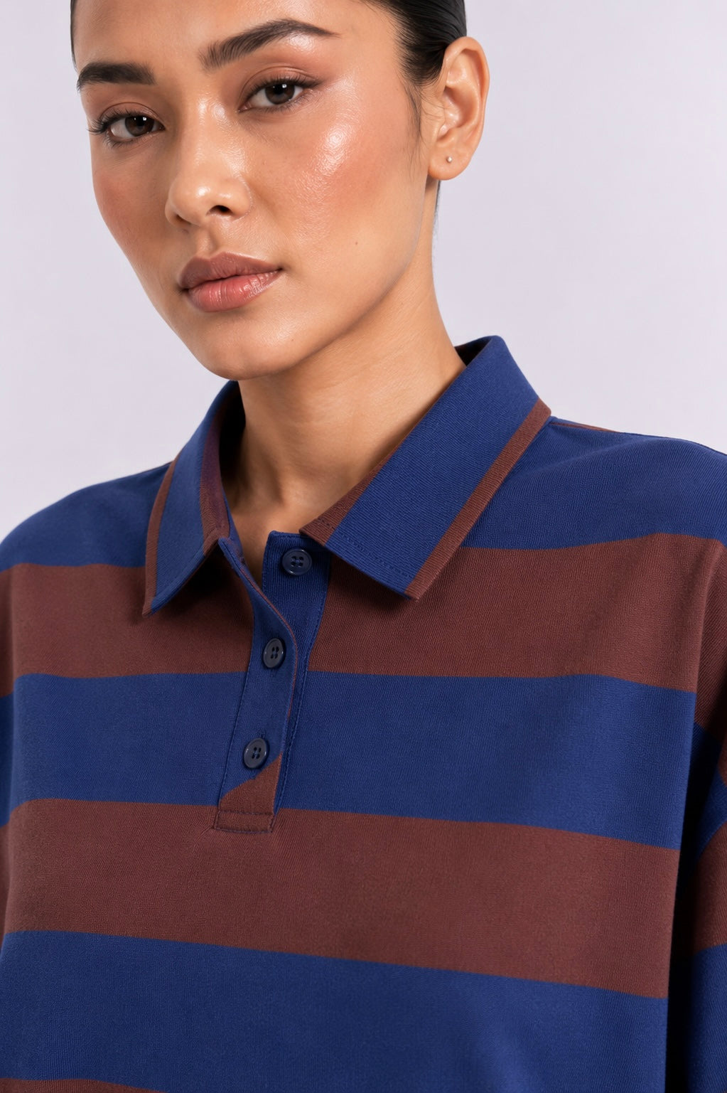Brown Blue Striped Polo