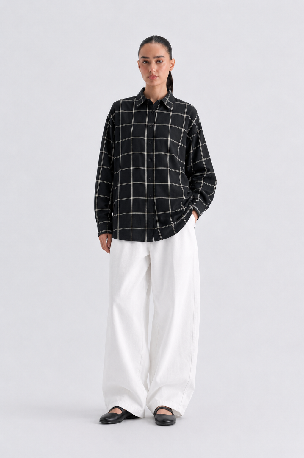 Black Check Button Down Shirt