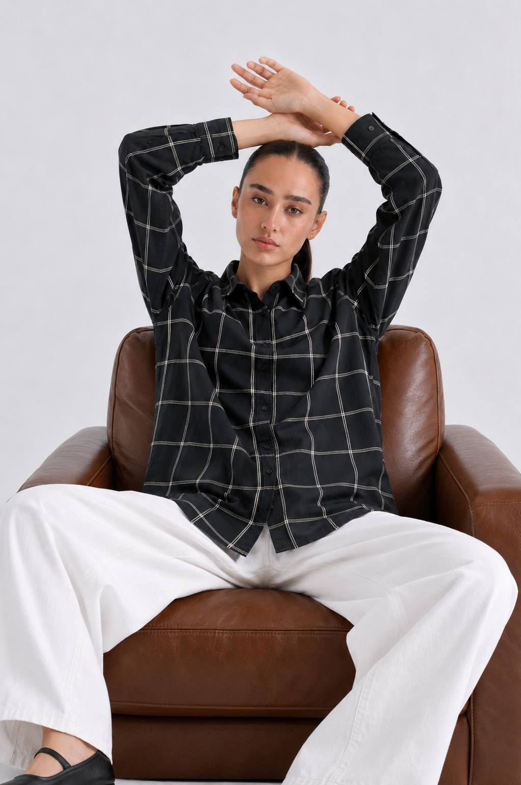 Black Check Button Down Shirt