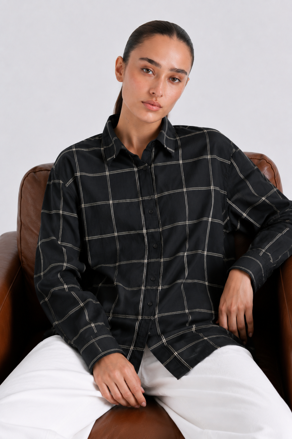 Black Check Button Down Shirt
