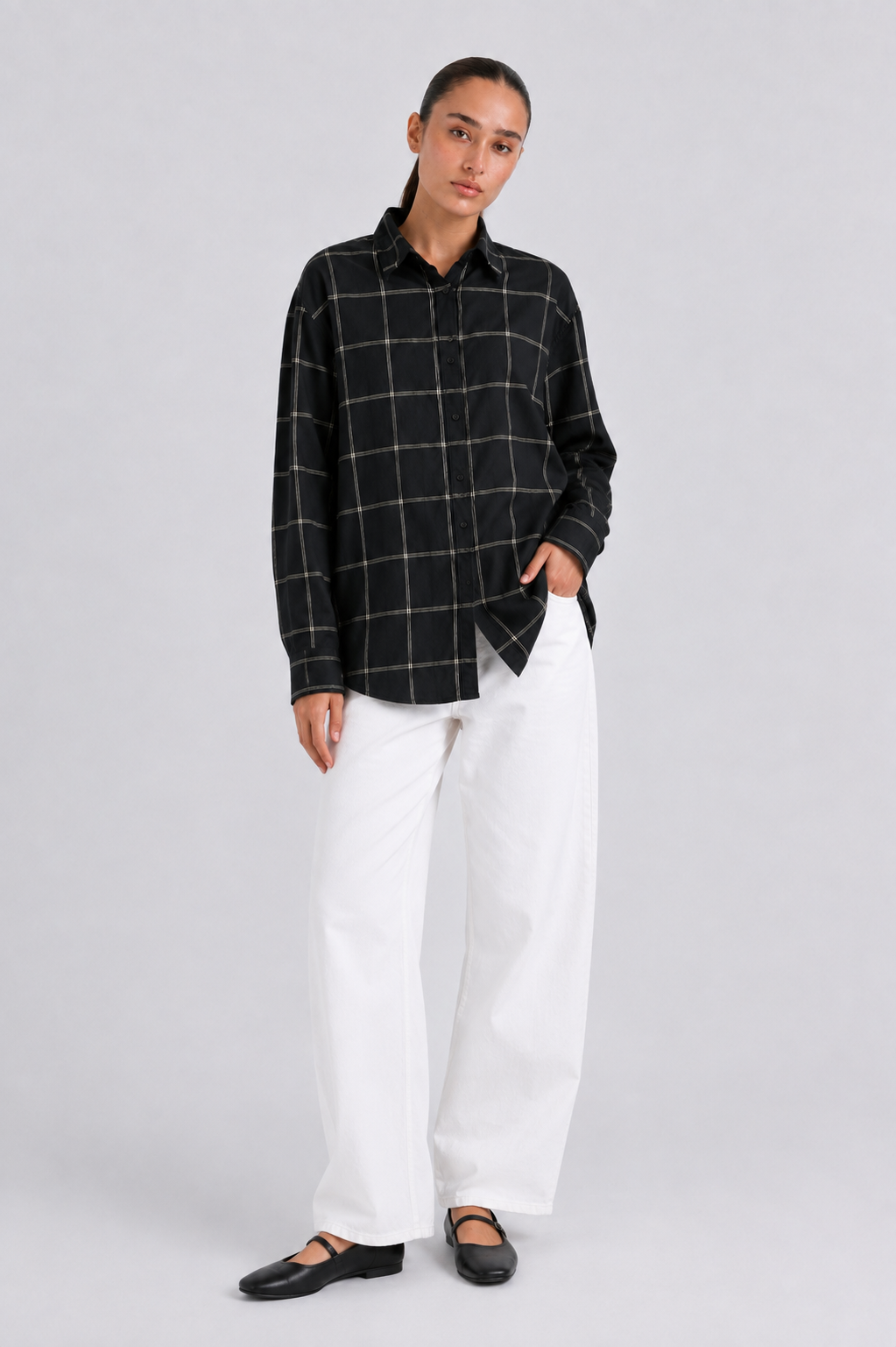 Black Check Button Down Shirt