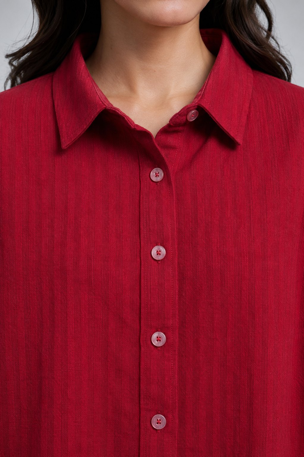 Red Oversized Button Down