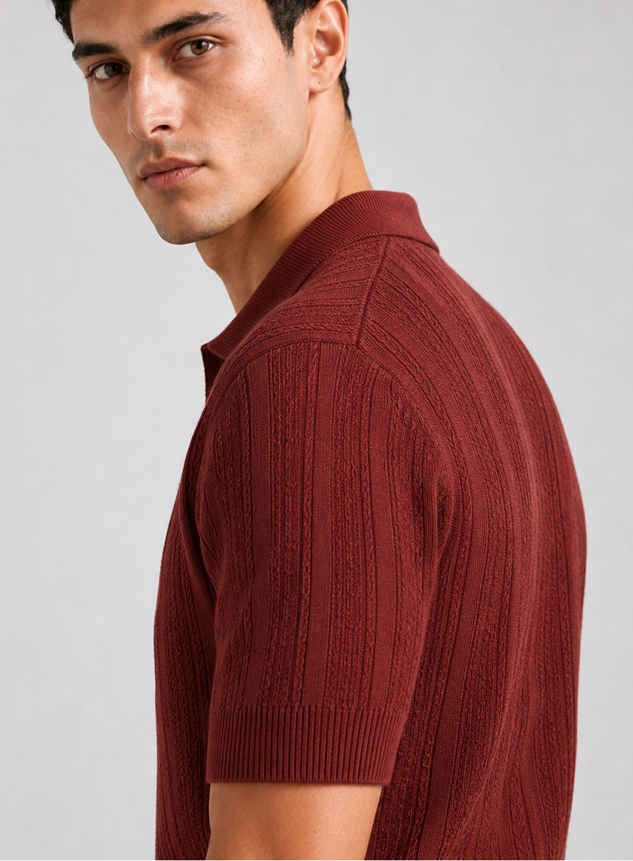 Burnt Maroon Cable Knit Men