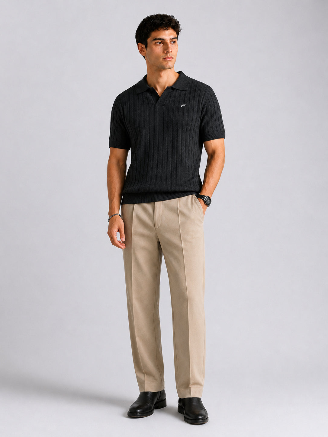 Black Drop Needle Knit Men