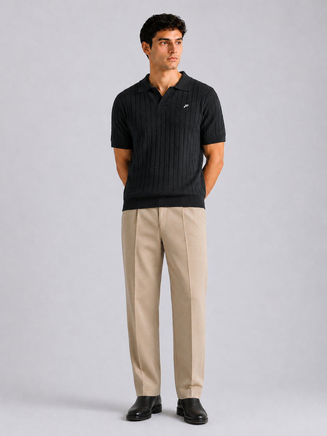 Black Drop Needle Knit Men