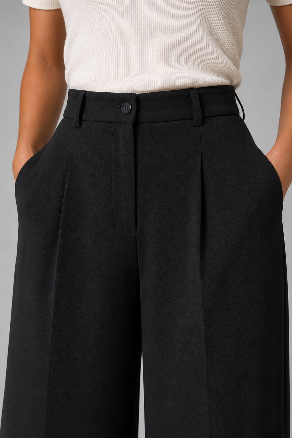 Black Twill Tailored Pants