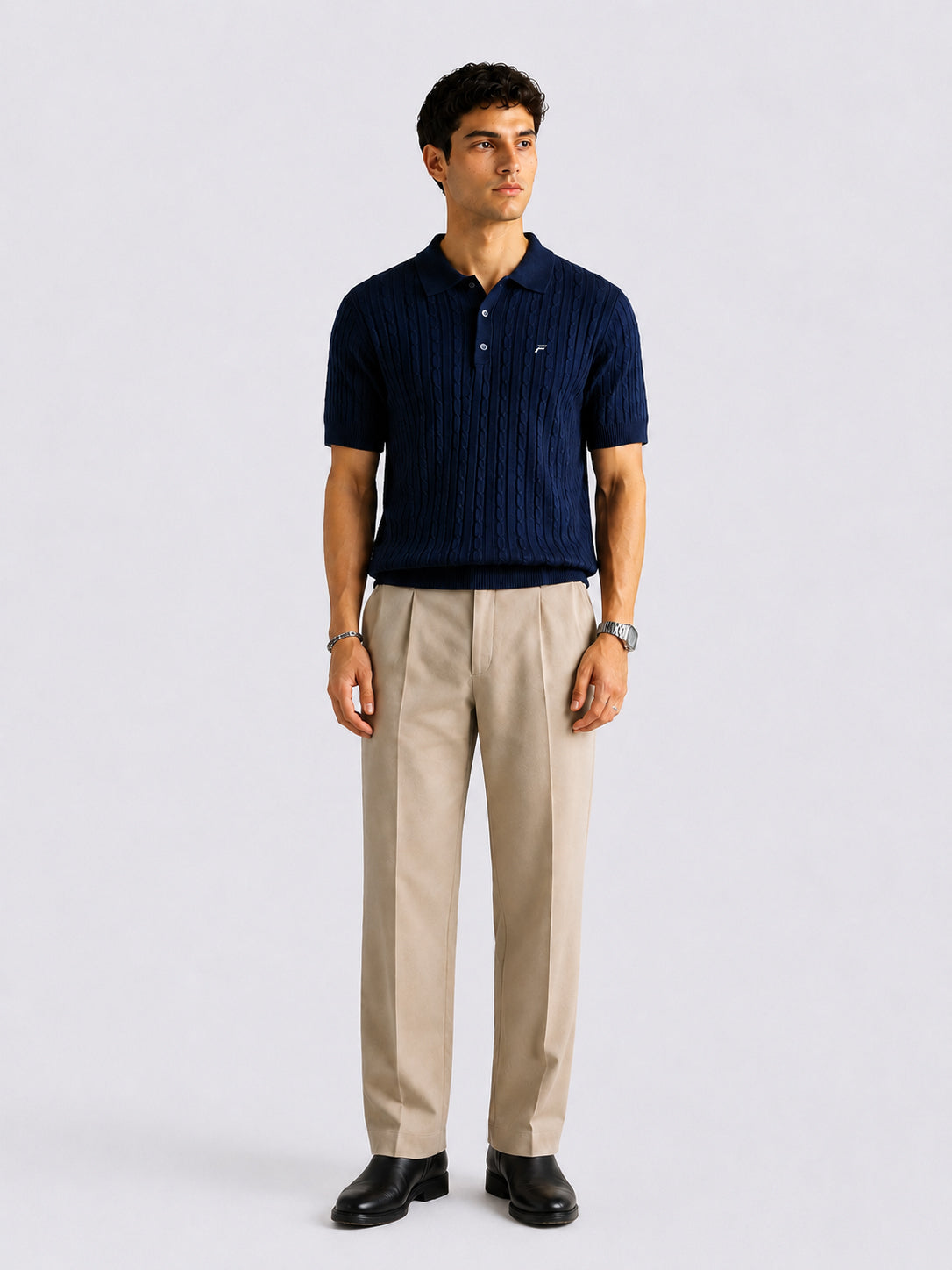 Navy Blue Cable Knit Men