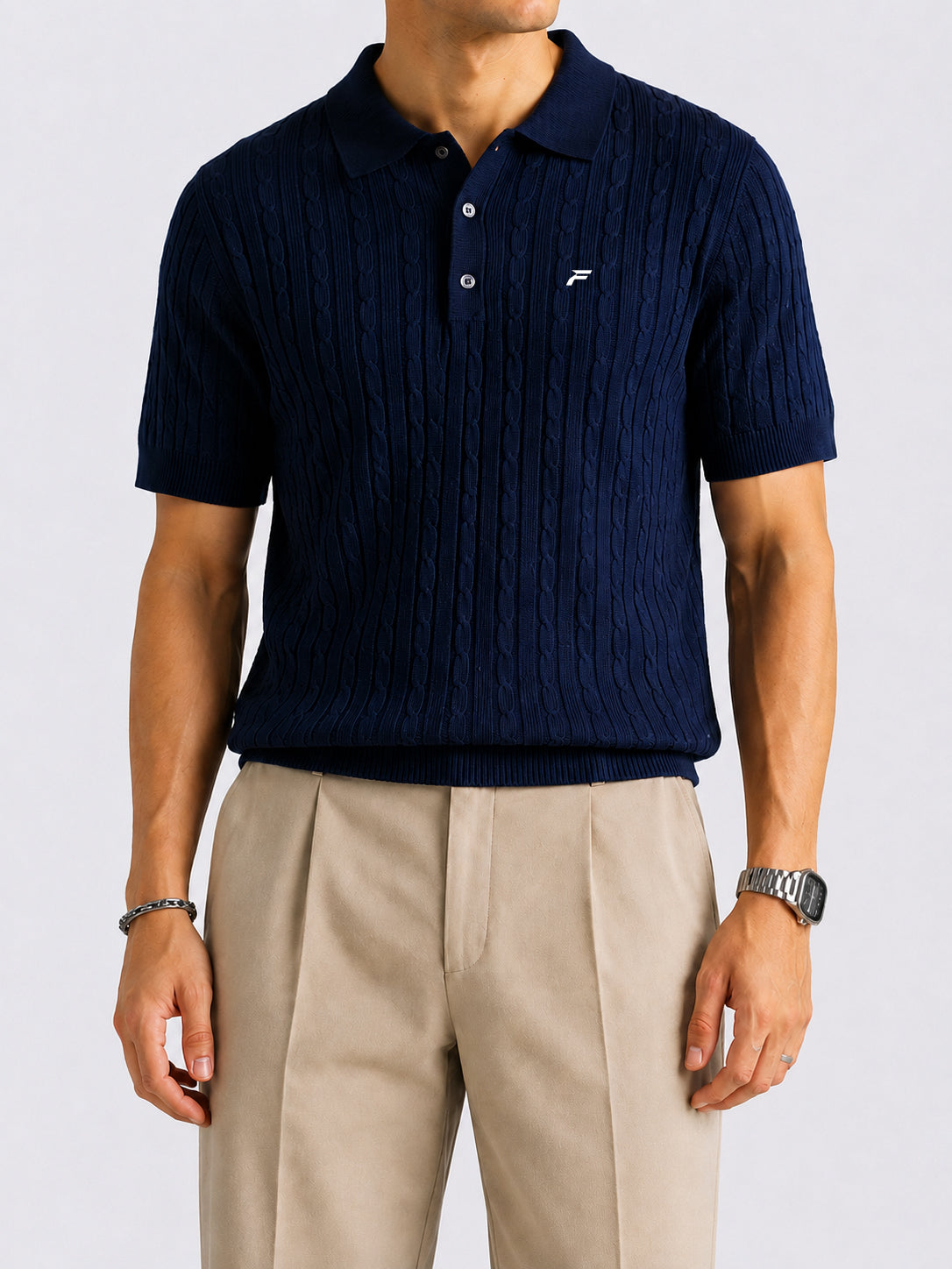 Navy Blue Cable Knit Men