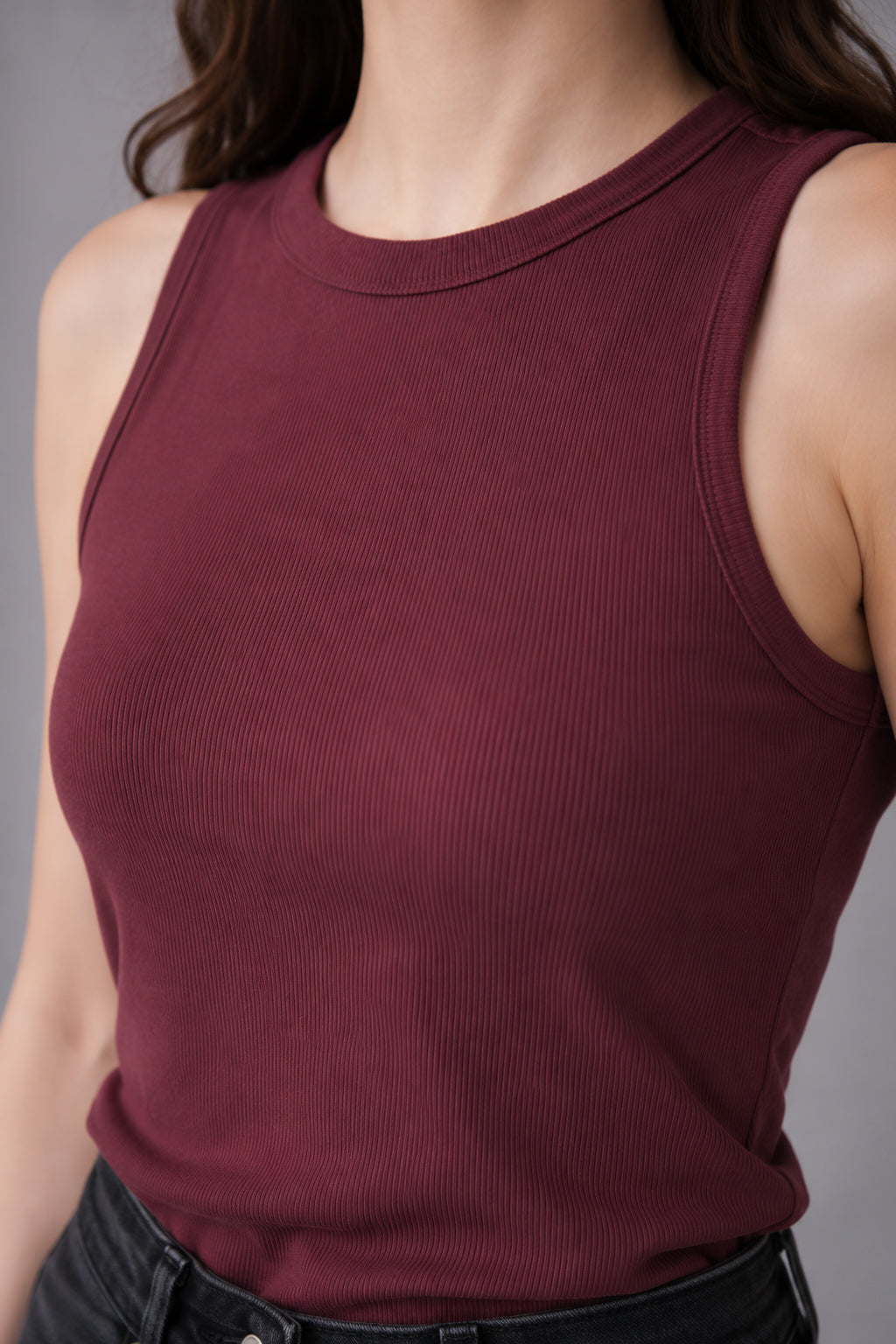 Maroon Ribbed Tank Top
