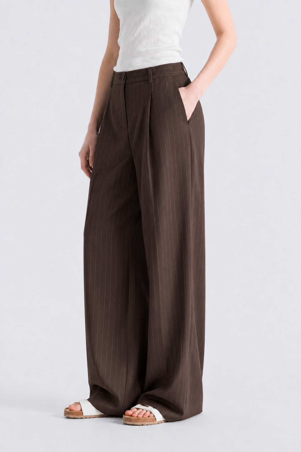 Brown Pinstripe Pant