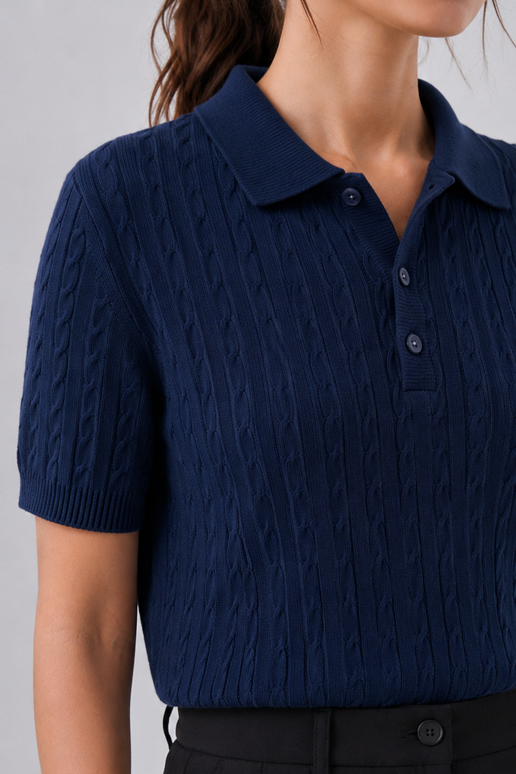 Navy Blue Cable Knit