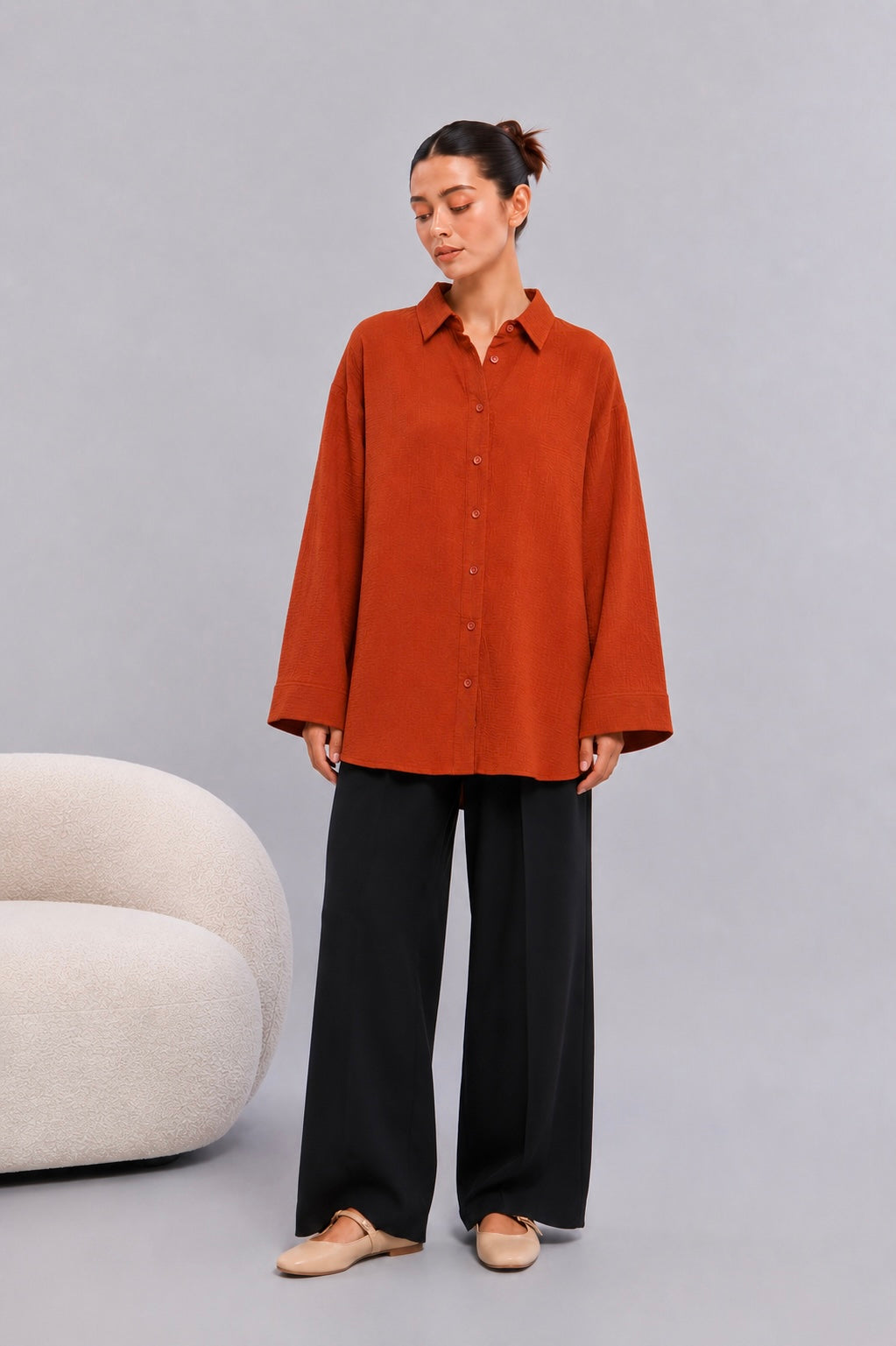 Rust Oversized Button Down