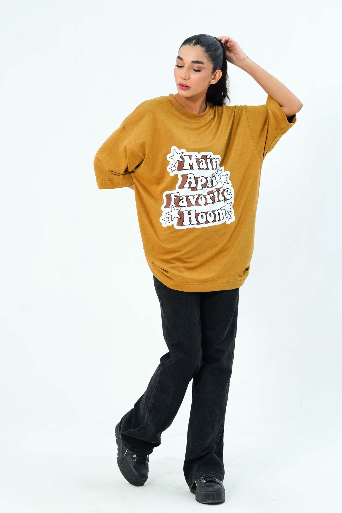 Mustard Brown Oversized Tee