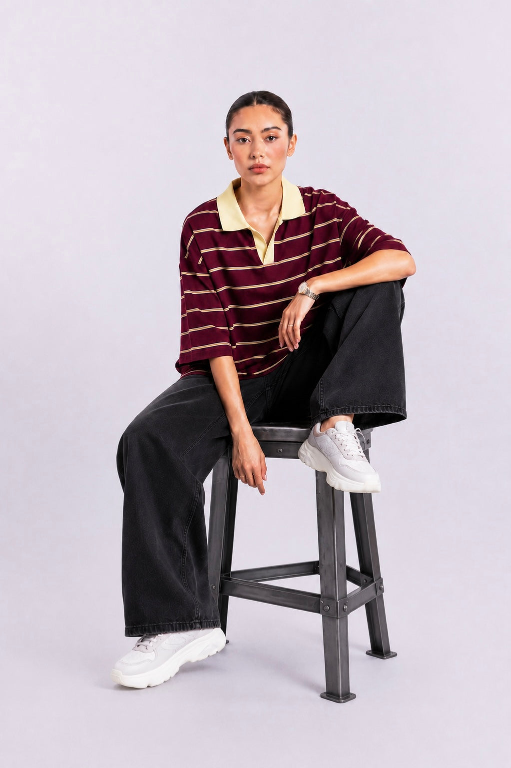 Maroon Striped Polo