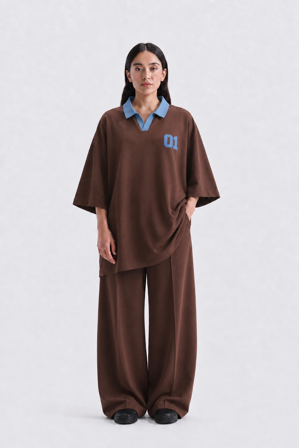 Brown Denim Coord Set