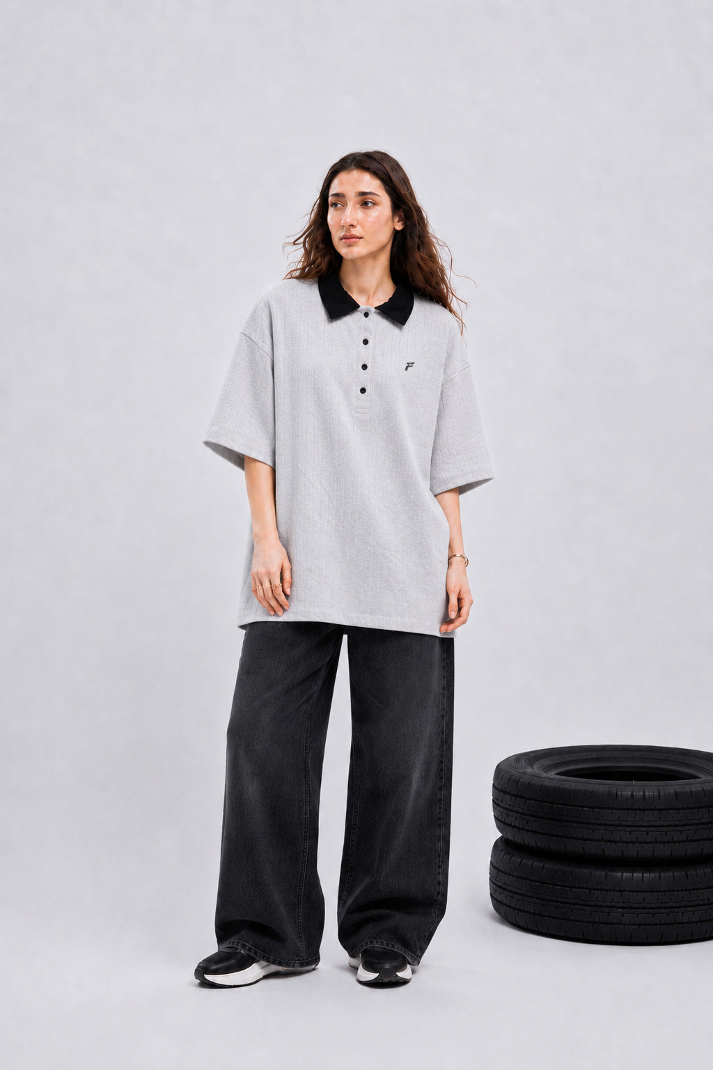 Gray Drop Needle Polo