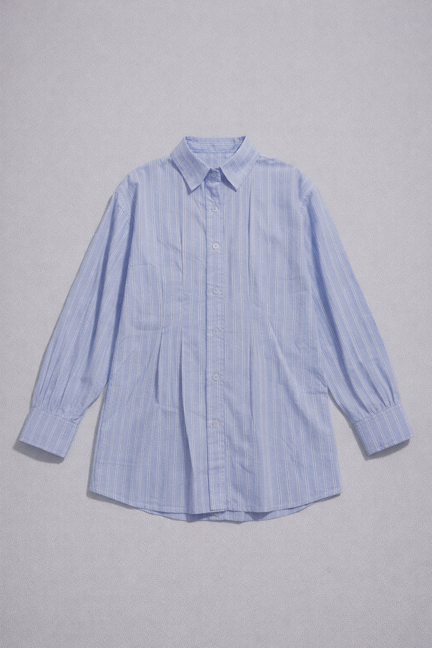Blue Pleated Shirt