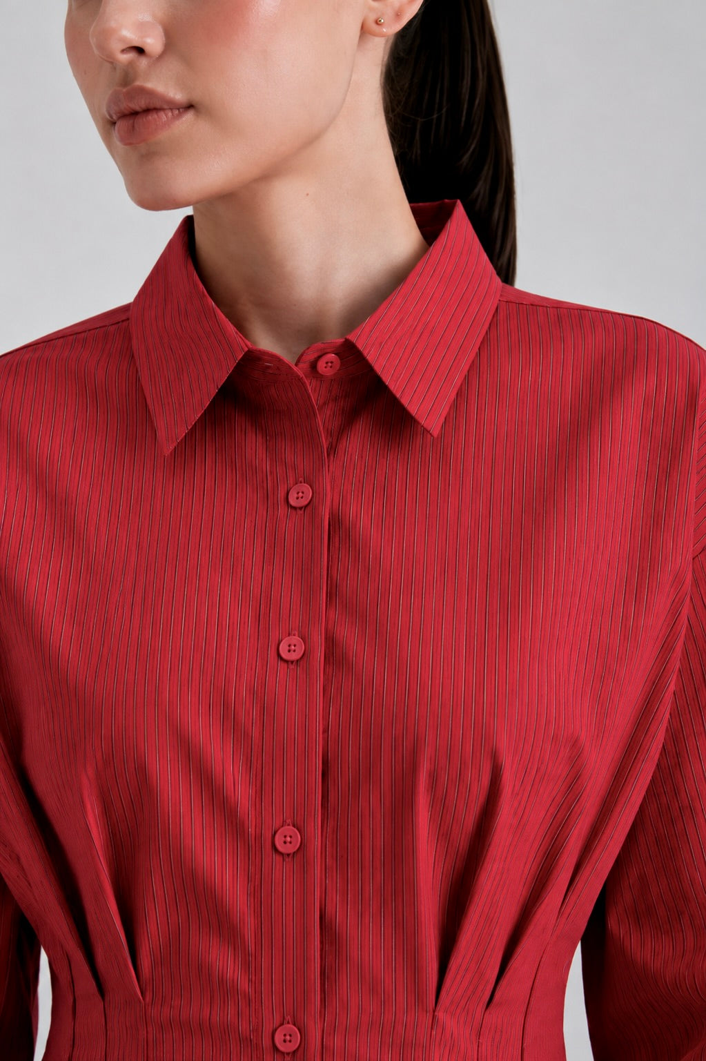 Red Pleated Shirt
