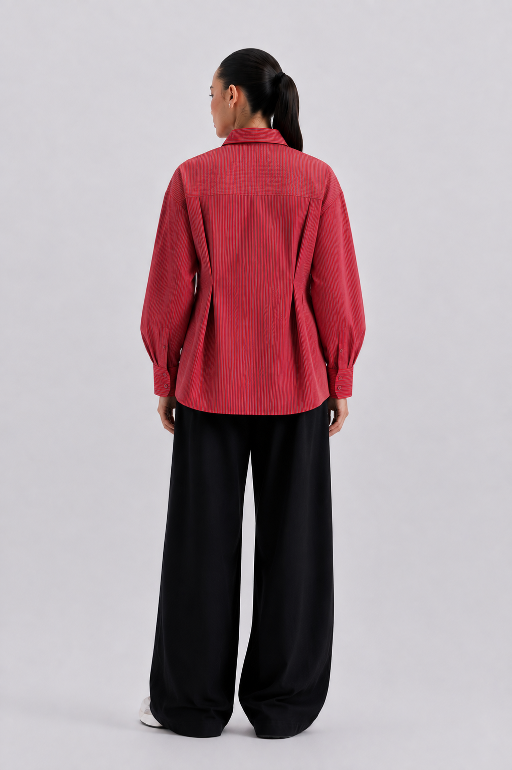 Red Pleated Shirt