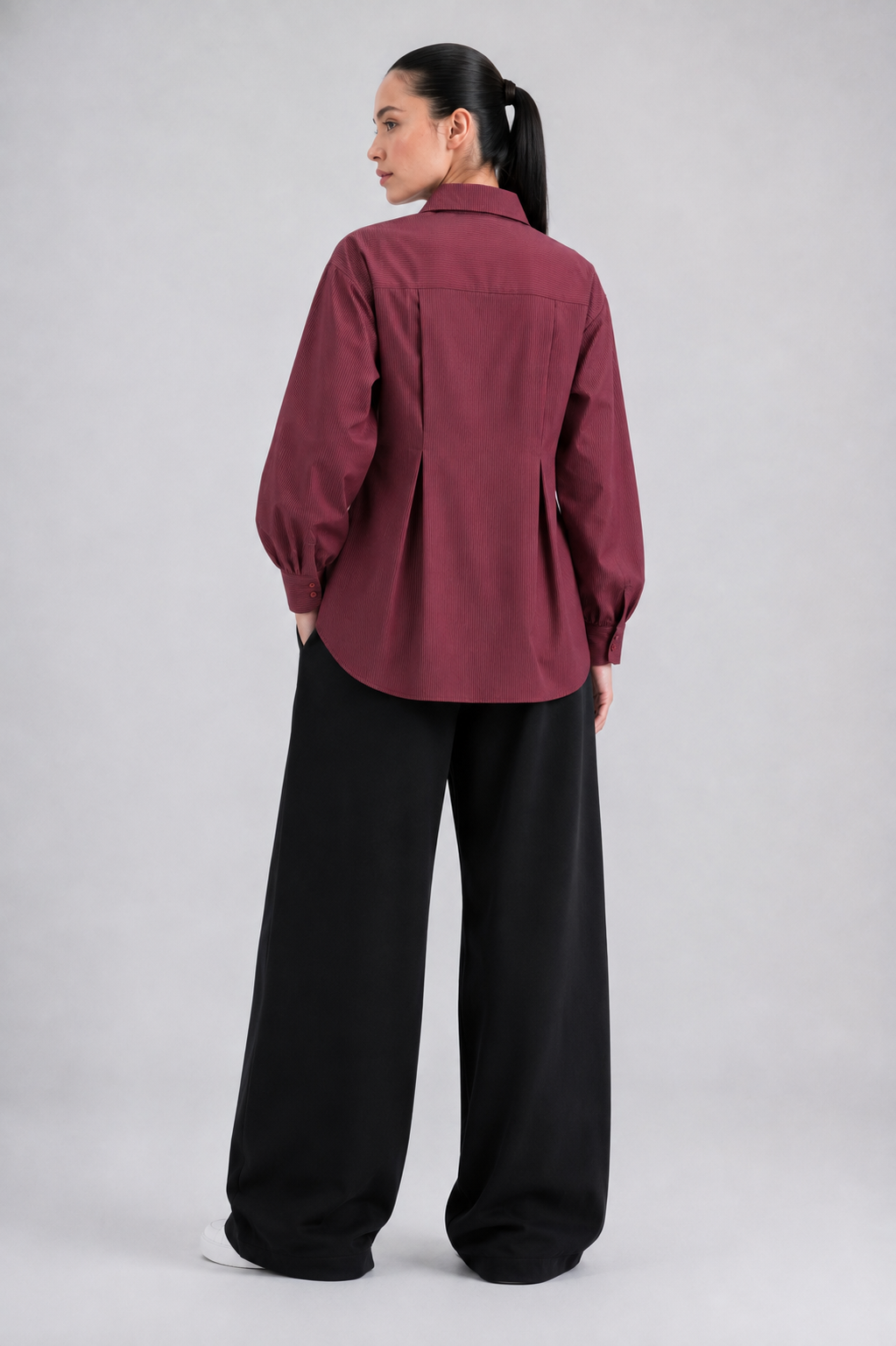 Burgundy Pleated Shirt