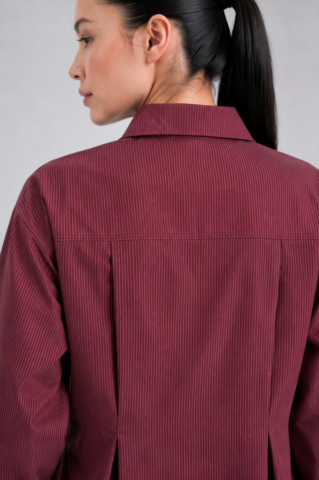Burgundy Pleated Shirt