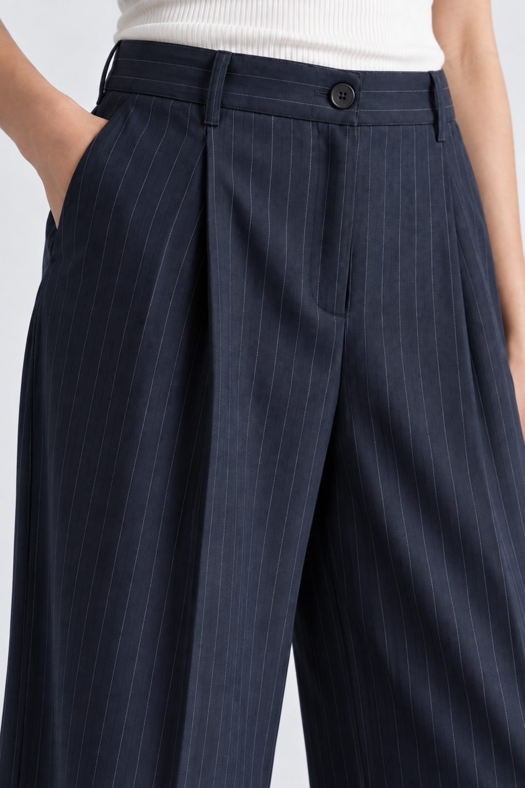 Navy Pinstripe Pant