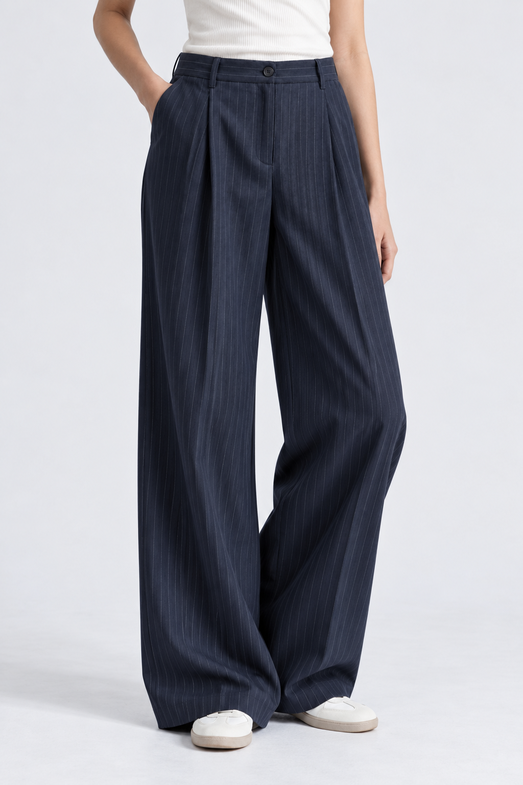 Navy Pinstripe Pant