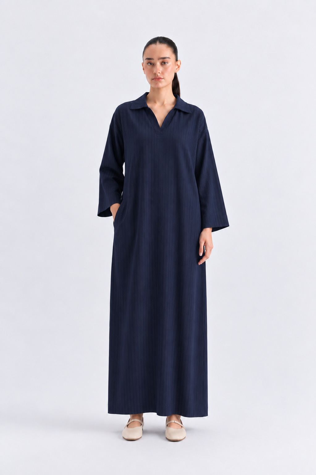 Navy lining Collar Dress