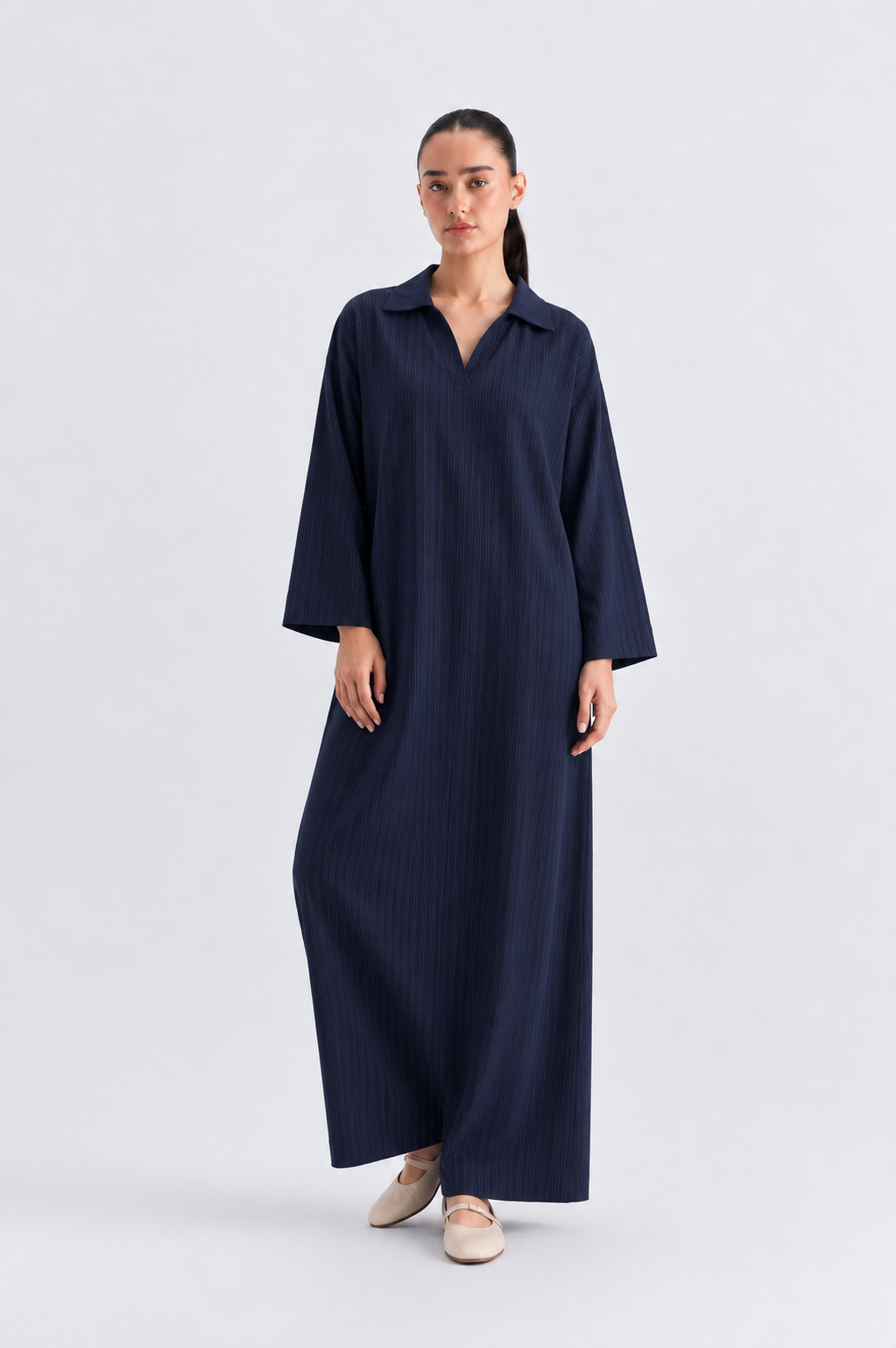 Navy lining Collar Dress