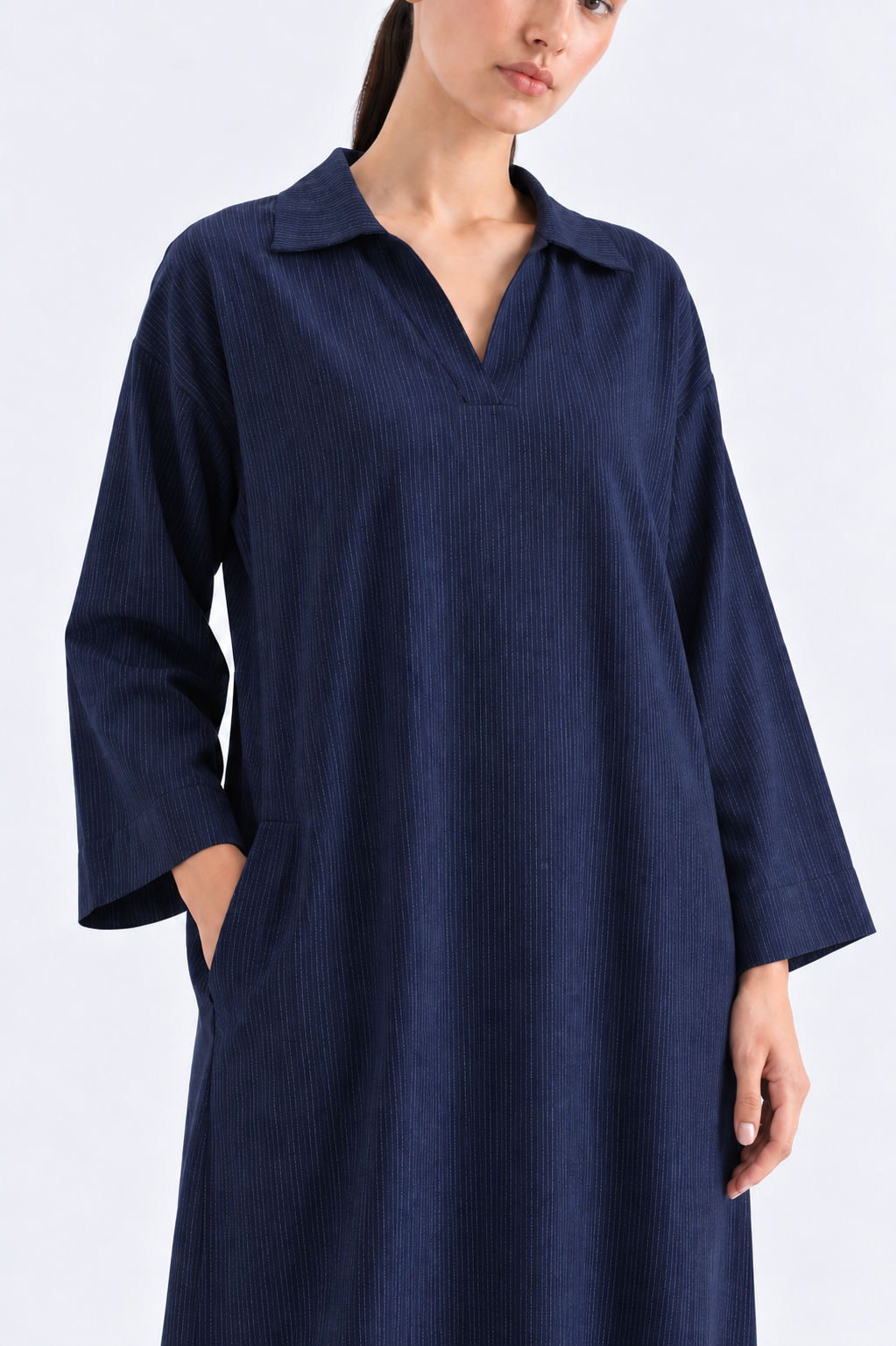 Navy lining Collar Dress