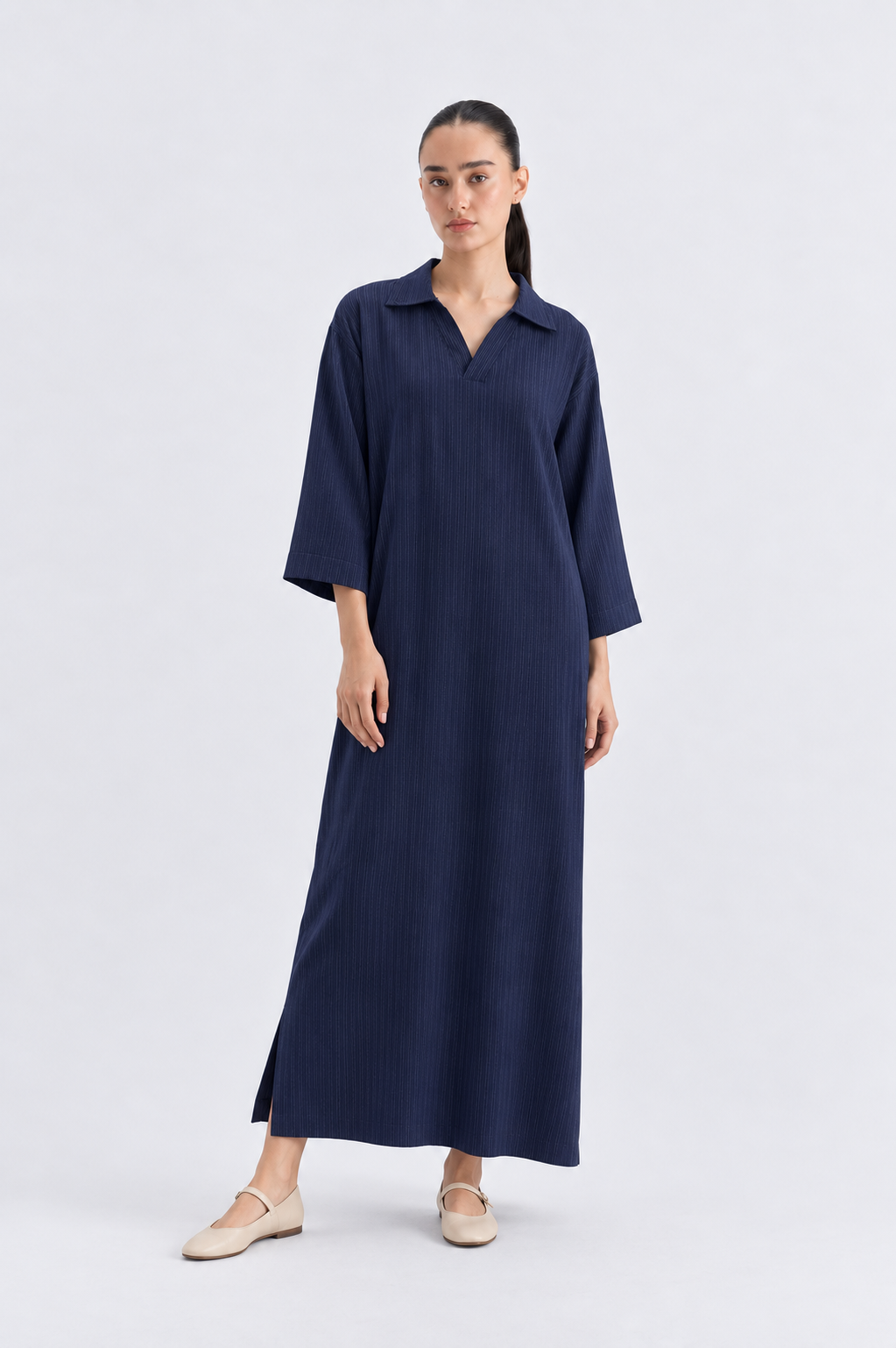 Navy lining Collar Dress