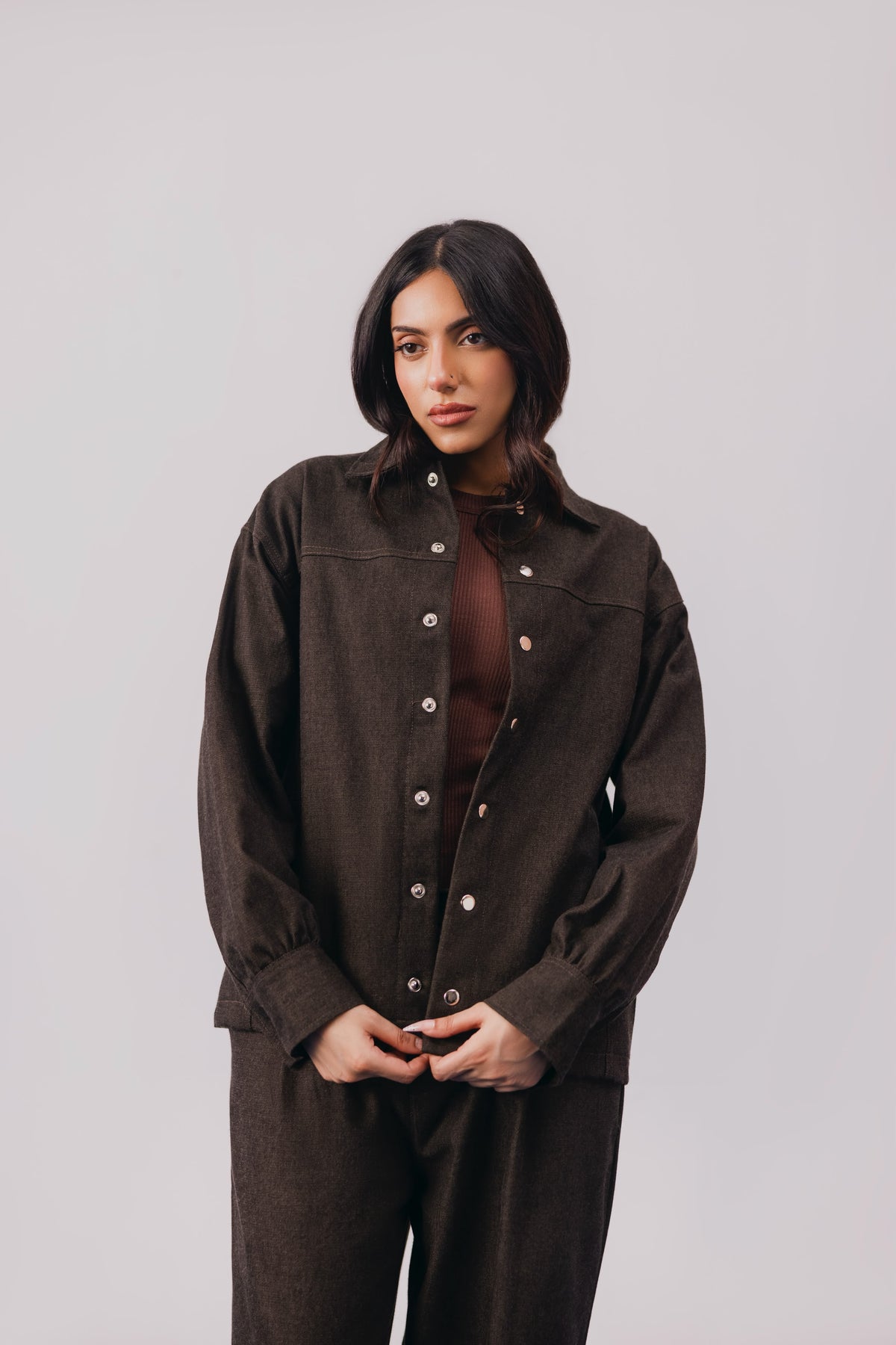 Brown Denim Jacket Coord