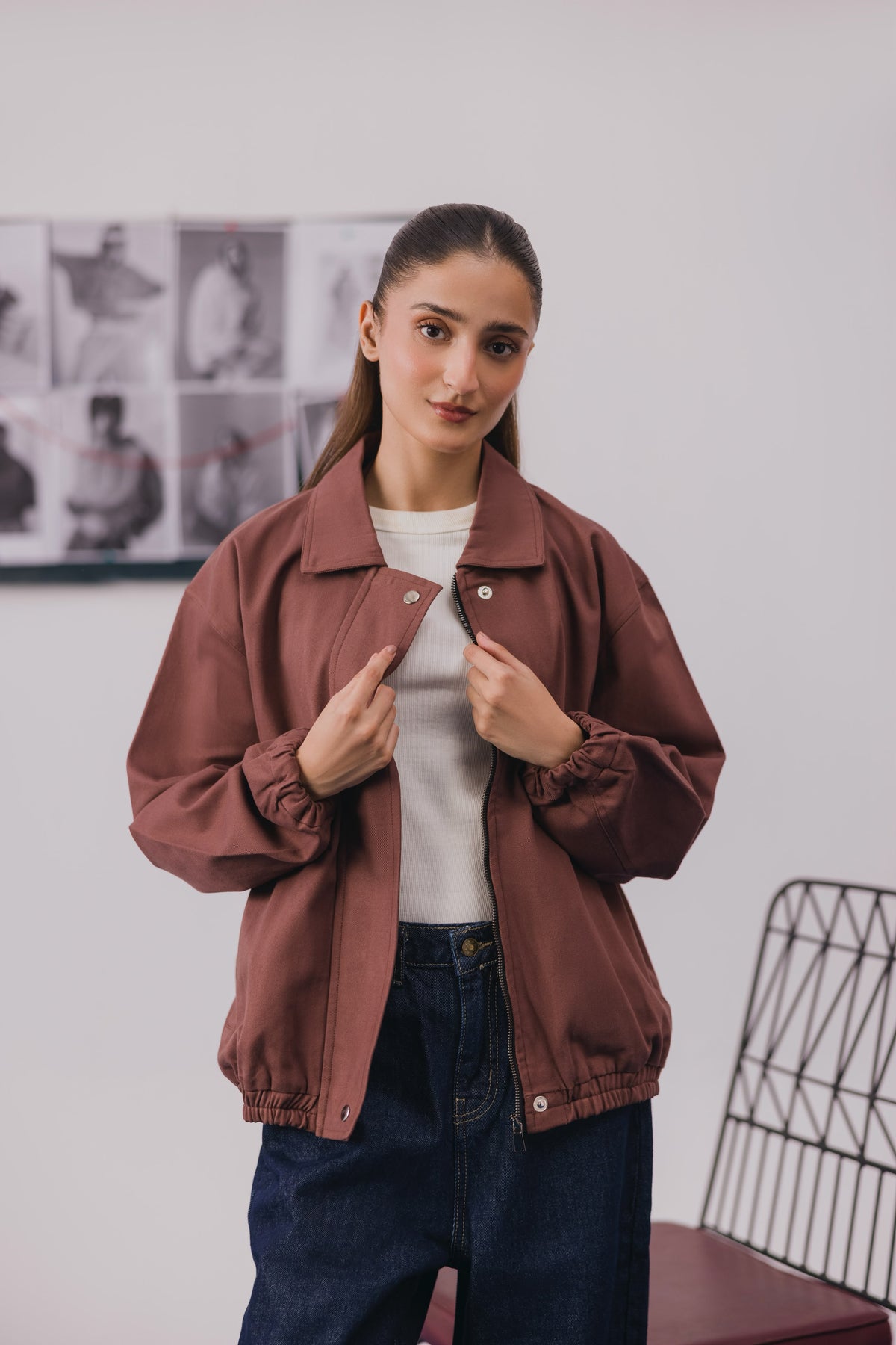 Dark Coral Twill Jacket