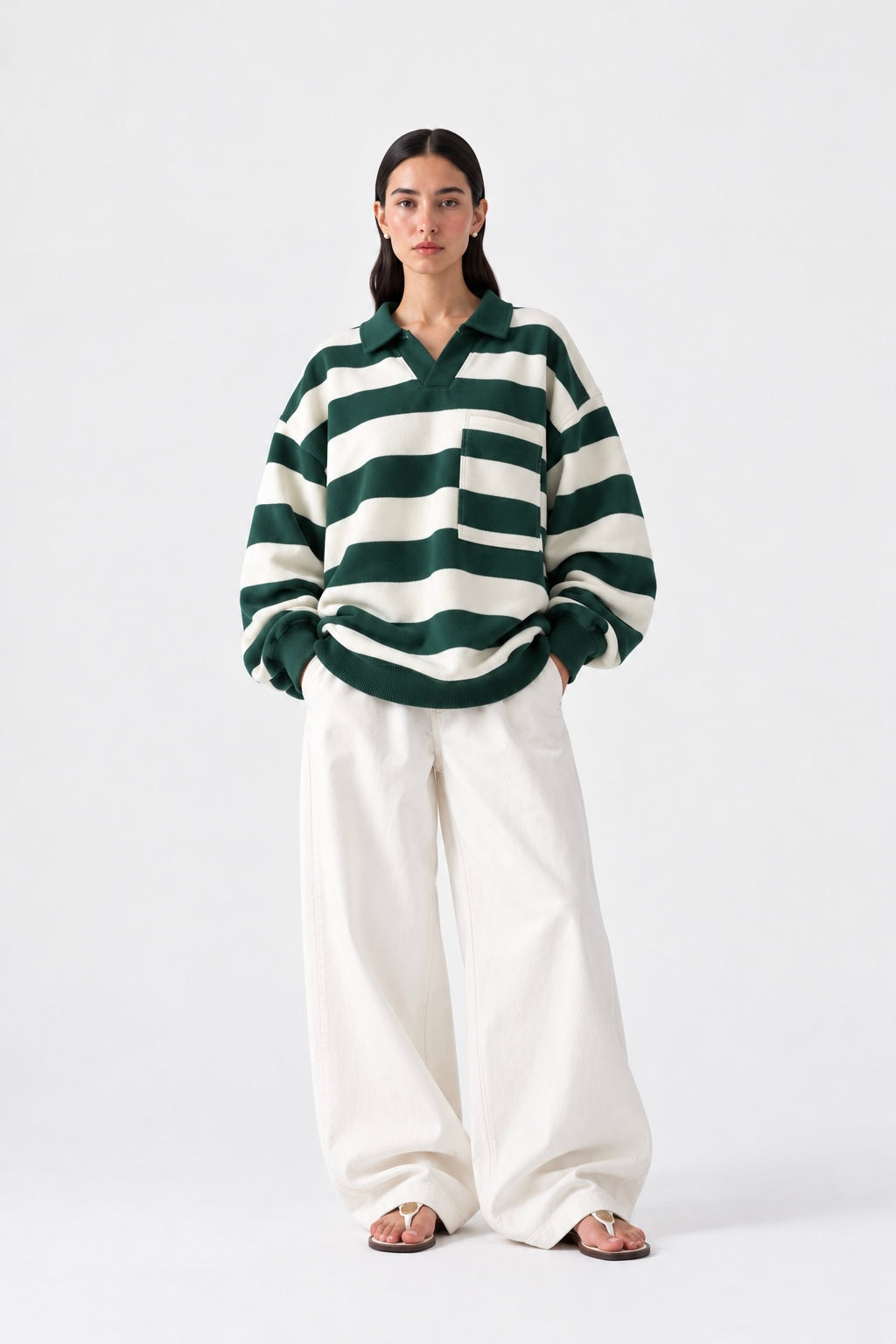 Green Striped Polo
