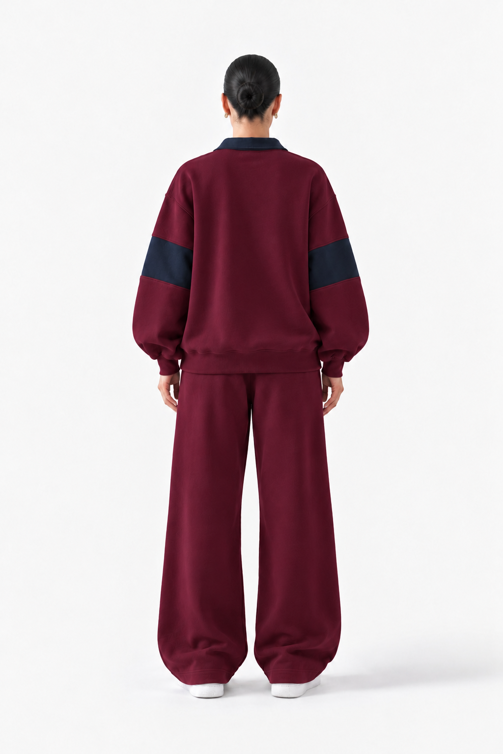 Burgundy Stripe Polo Coordset