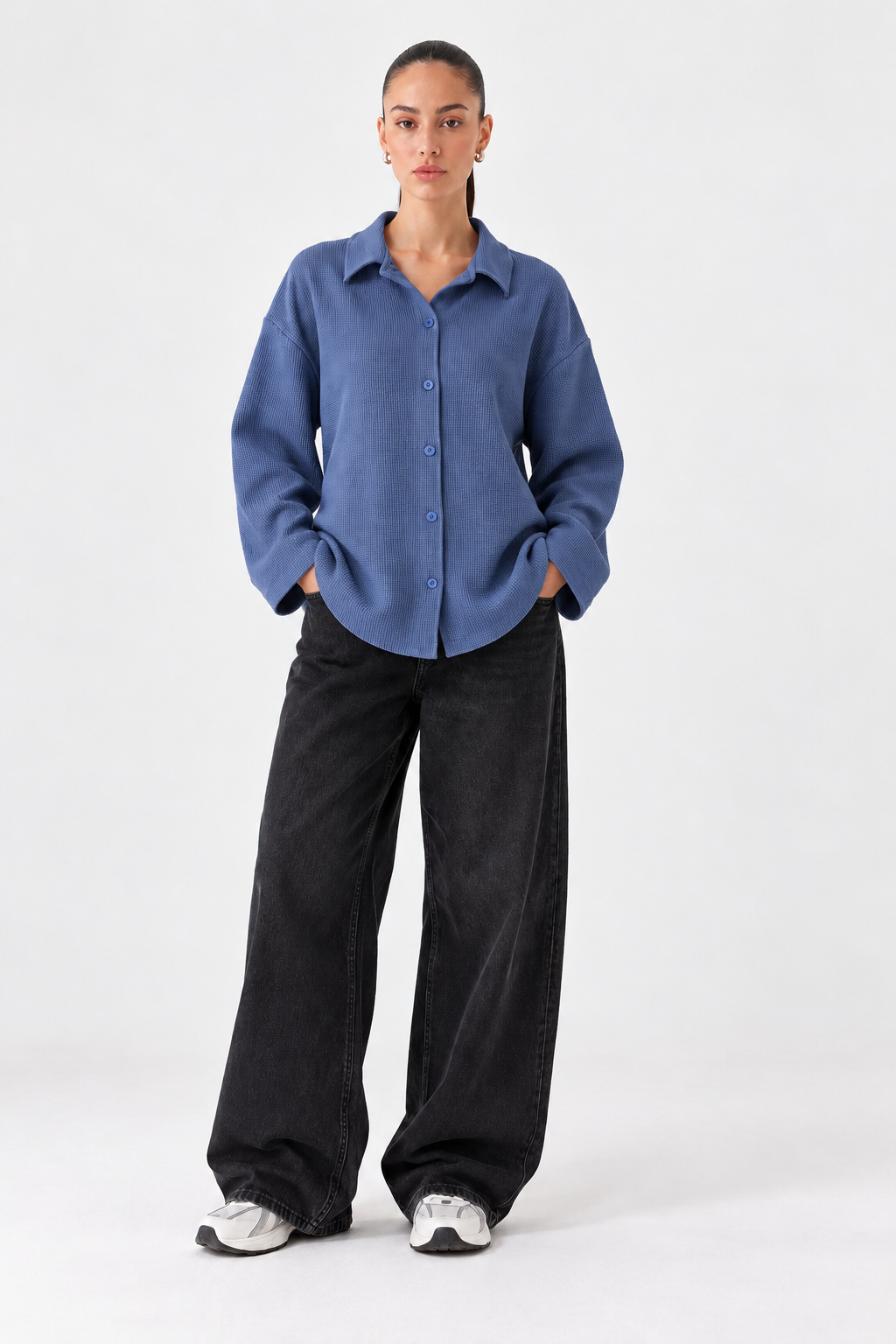 Blue Waffle Button Down